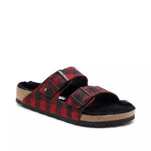 NEW BIRKENSTOCK women's arizona rivet shearling sandal in plaid red